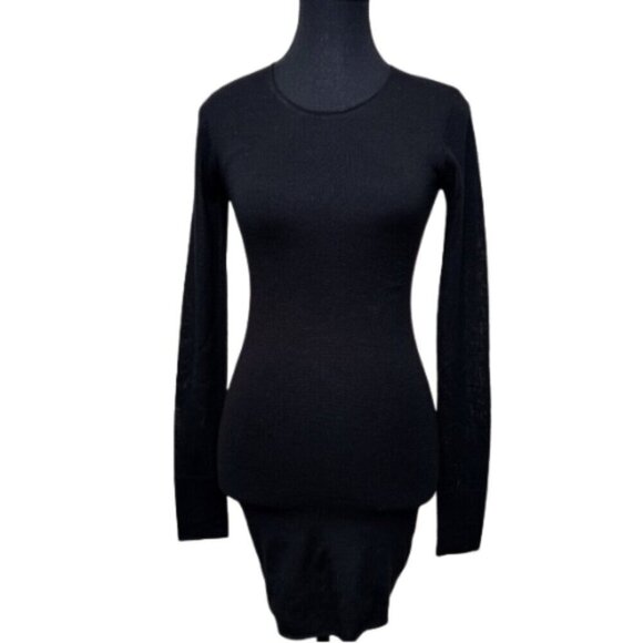 IRO Womens Xsmall Crew Neck Wool Bodycon Mini Dress In Black - Picture 1 of 14